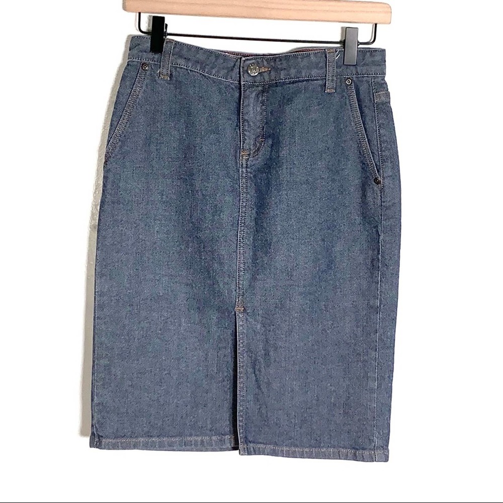 J. Crew medium wash denim jean straight knee length  pencil skirt size 0